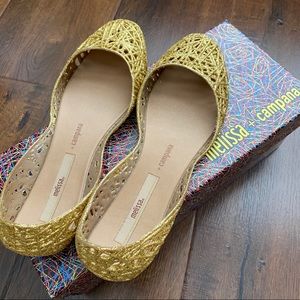 NIB Melissa Campana Zig Zag flats/Gold